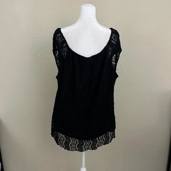 y2k black lace plus size whimsygoth grunge cap sleeve top - Picture 5 of 8